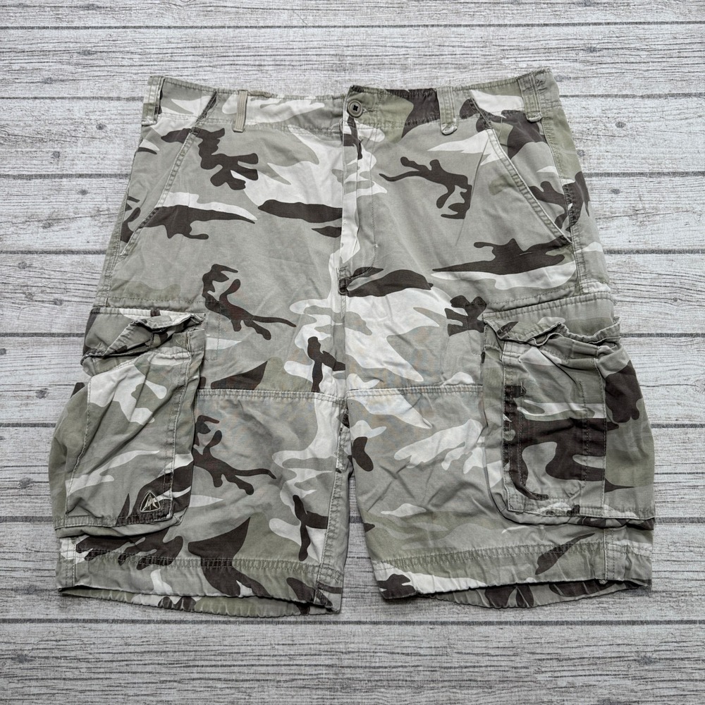 Y2K Firefly Cargo Shorts Men's 36 Green Camo Cotton Relaxed Fit Utility Hunting